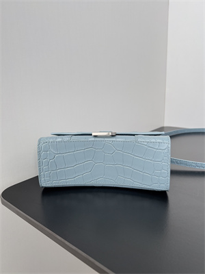 Women’s Hourglass XS Handbag Crocodile Embossed In Lt Blue-Silver