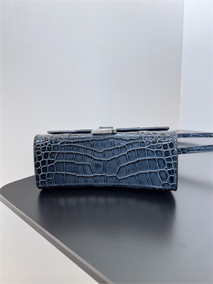 Women’s Hourglass XS Handbag Crocodile Embossed In Navy-Silver