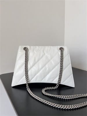 Women’s CRUSH Medium Chain Bag Quilted In White Crushed Calfskin