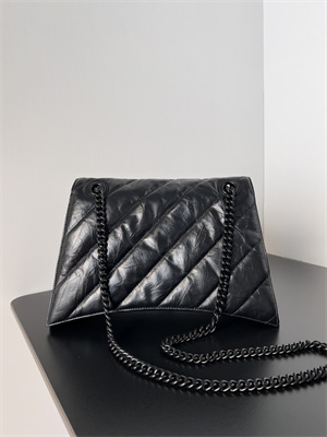 Women’s CRUSH Medium Chain Bag Quilted In Black Crushed Calfskin