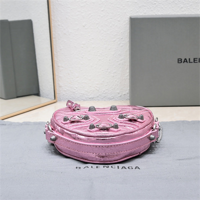 Women’s Le Cagole Heart Mini Bag In Metallized Arena Lambskin Pink Color