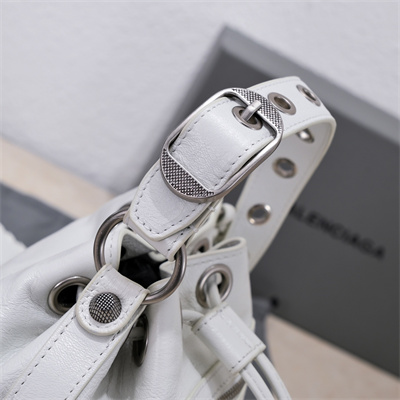 Women’s Le Cagole XS Bucket Bag In Arena Lambskin White Color