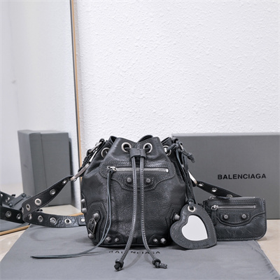 Women’s Le Cagole XS Bucket Bag In Arena Lambskin Dk Grey Color
