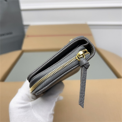 Le Cagole Compact Zippy Wallet In Goatskin Grey Color