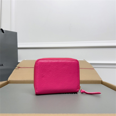 Le Cagole Compact Zippy Wallet In Arena Lambskin Fuchsia Color