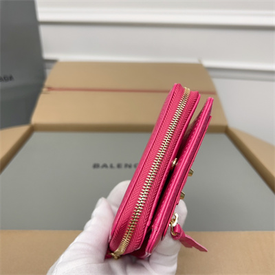 Le Cagole Compact Zippy Wallet In Arena Lambskin Fuchsia Color