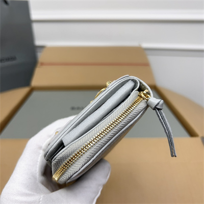 Le Cagole Compact Zippy Wallet In Arena Lambskin Lt Grey Color