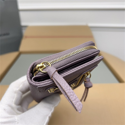 Le Cagole Compact Zippy Wallet In Goatskin Lt Violet Color