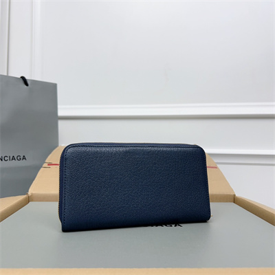 Le Cagole Continental Zippy Wallet In Goatskin Navy Color