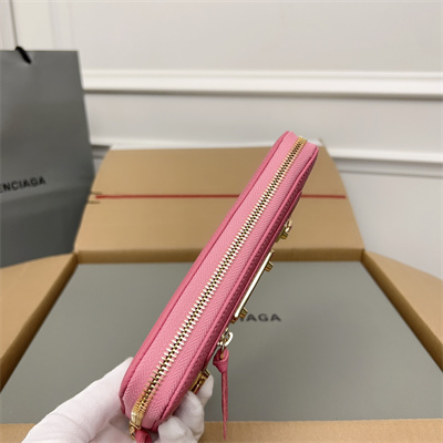 Le Cagole Continental Zippy Wallet In Goatskin Pink Color