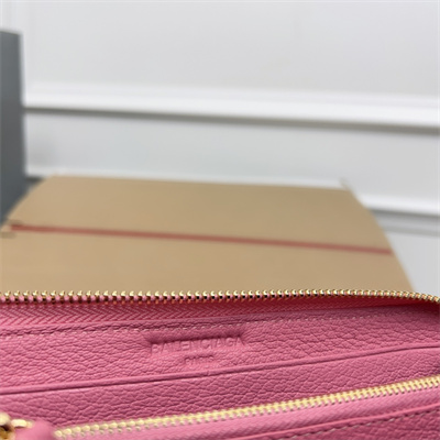 Le Cagole Continental Zippy Wallet In Goatskin Pink Color