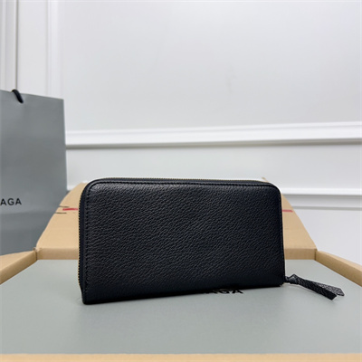 Le Cagole Continental Zippy Wallet In Goatskin Black Color