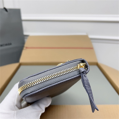 Le Cagole Continental Zippy Wallet In Arena Lambskin Lt Grey Color