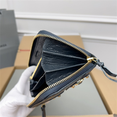 Le Cagole Continental Zippy Wallet In Arena Lambskin Dk Grey Color