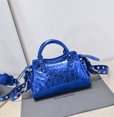 Women’s NEO Cagole XS Handbag In Arena Lambskin Sapphire Blue Color