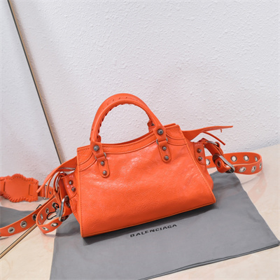 Women’s NEO Cagole XS Handbag In Arena Lambskin Orange Color