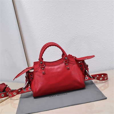 Women’s NEO Cagole XS Handbag In Arena Lambskin Red Color
