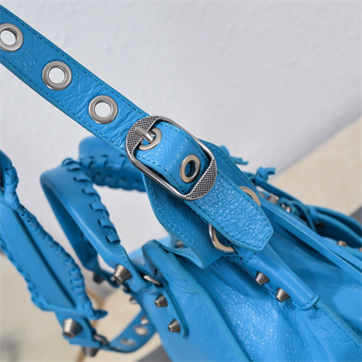 Women’s NEO Cagole XS Handbag In Arena Lambskin Aqua Blue Color