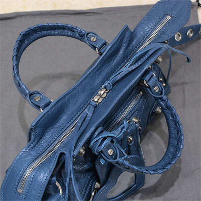 Women’s NEO Cagole XS Handbag In Arena Lambskin Grey Blue Color