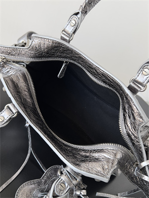 Women’s NEO Cagole XS Handbag In Metallized Arena Lambskin Silver Color