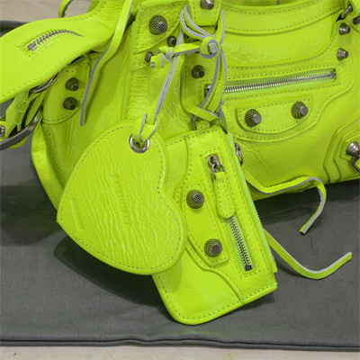 Women’s NEO Cagole XS Handbag In Arena Lambskin Fluorescent Green Color