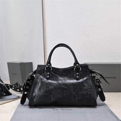 Women’s NEO Cagole City Small Handbag In Arena Lambskin Black Color