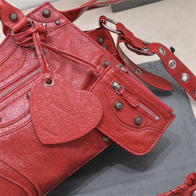 Women’s NEO Cagole City Small Handbag In Arena Lambskin Red Color