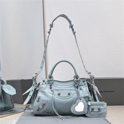 Women’s NEO Cagole City Small Handbag In Arena Lambskin Blue Lin Color