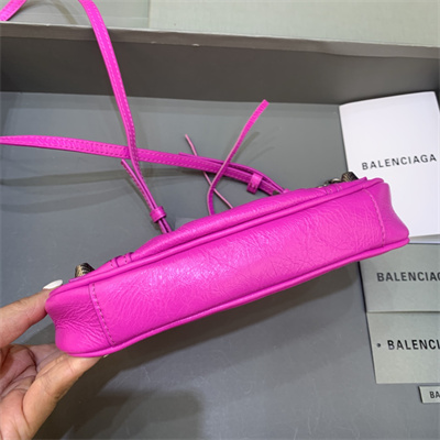 Women’s Le Cagole Mini Bag With Chain In Arena Lambskin Fuchsia Color