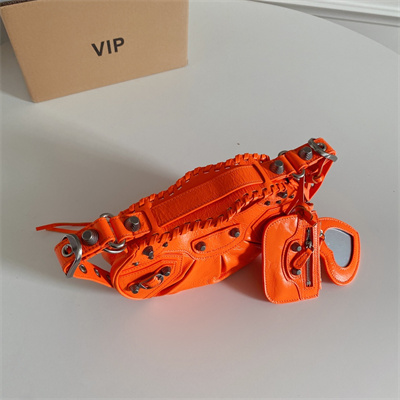 Women’s Le Cagole XS Shoulder Bag In Arena Lambskin Orange Color