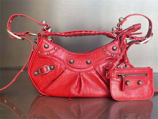 Women’s Le Cagole XS Shoulder Bag In Arena Lambskin Red Color