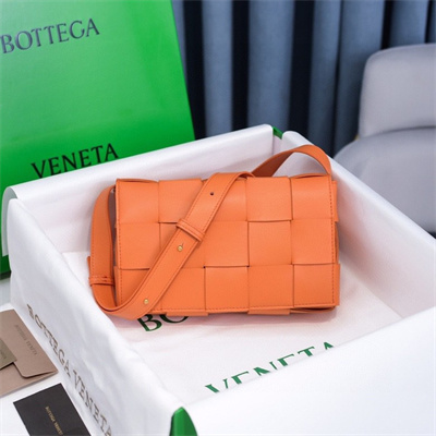 BV Cassette Cross Body Bag In Lambskin Orange Color