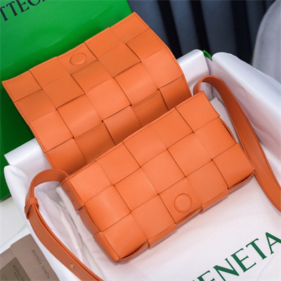 BV Cassette Cross Body Bag In Lambskin Orange Color