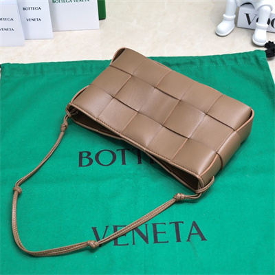 BV Cassette Pouch With Strap In Calfskin Brown Color