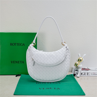 BV Medium Gemelli Shoulder Bag In Lambskin Leather White Color