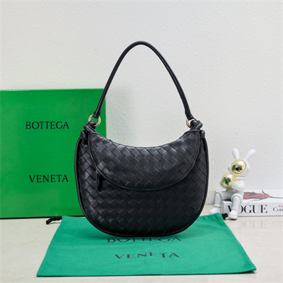 BV Medium Gemelli Shoulder Bag In Lambskin Leather Black Color