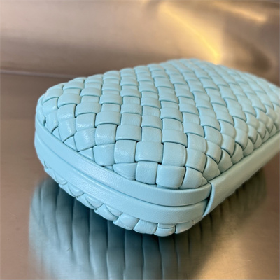 BV Knot Clutch In Lambskin Leather Blue Color