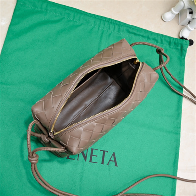 BV Small Loop Camera Bag In Lambskin Leather Taupe Grey Color