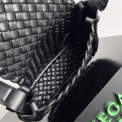 BV Mini Cobble Shoulder Bag In Lambskin Leather Black Color