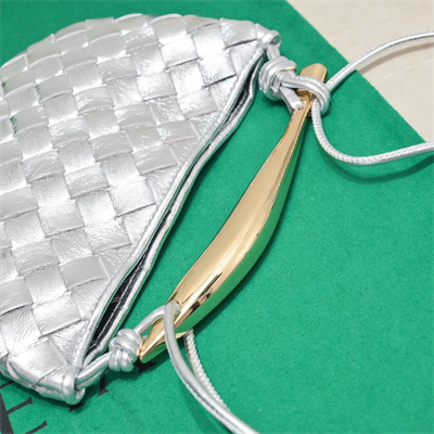 BV Mini Sardine Cross Body Bag In Lambskin Silver Color