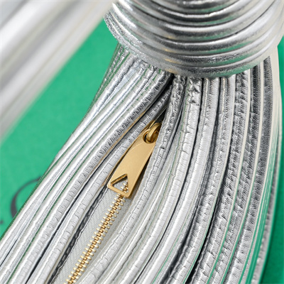 BV Mini Tubular Double Knot Bag In Lambskin Leather Silver Color