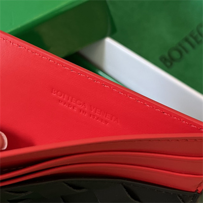 BV Card holder In Calfskin Leather Black/Red