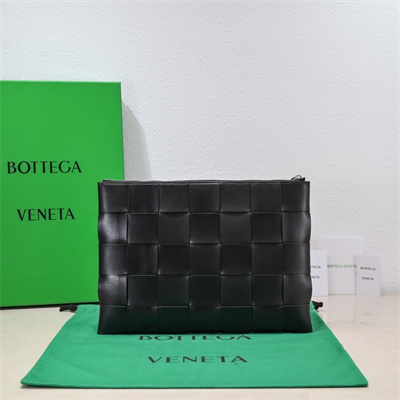 BV Cassette Zipper Pouch In Lambskin Leather Black Color 80-8