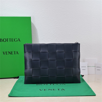 BV Cassette Zipper Pouch In Lambskin Leather Navy Color 80-8