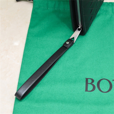 BV Small Intercciato Document Case With Wristlet In Lambskin Leather Black Color 80-9