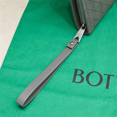 BV Small Intercciato Document Case With Wristlet In Lambskin Leather Thunder Color 80-9