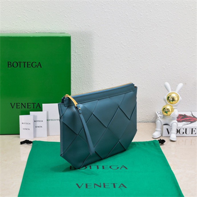 BV Zippy Pouch In Lambskin Leather Blue Color 6689