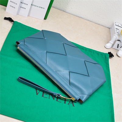 BV Zippy Pouch In Lambskin Leather Blue Color 6689