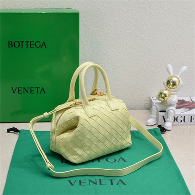 BV Mini Bauletto Bowling Bag In Lambskin Leather Ice Cream Color