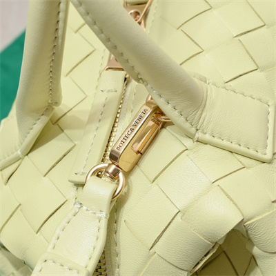 BV Mini Bauletto Bowling Bag In Lambskin Leather Ice Cream Color